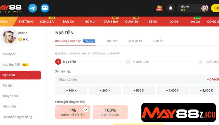Nạp tiền MAY88