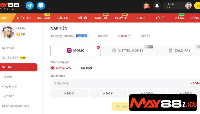 Nạp tiền MAY88